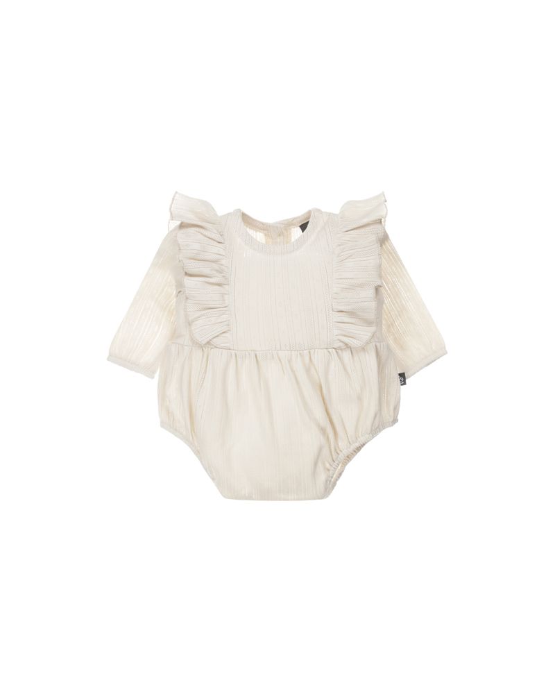 Vertical ruffle playsuit (sand)