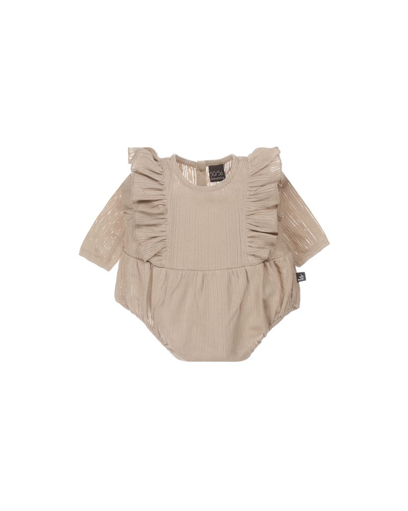 Vertical ruffle playsuit (warm beige)