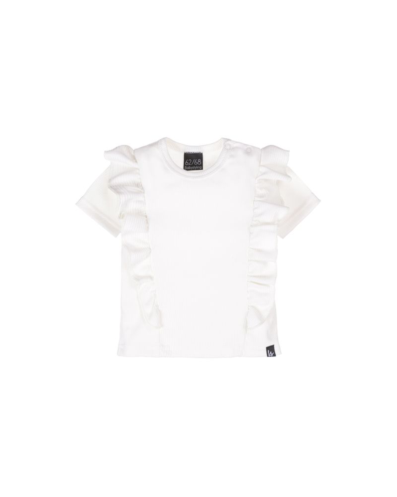 Vertical ruffle t-shirt rib ecru