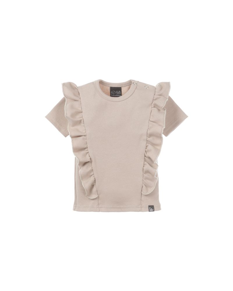Vertical ruffle t-shirt rib sand