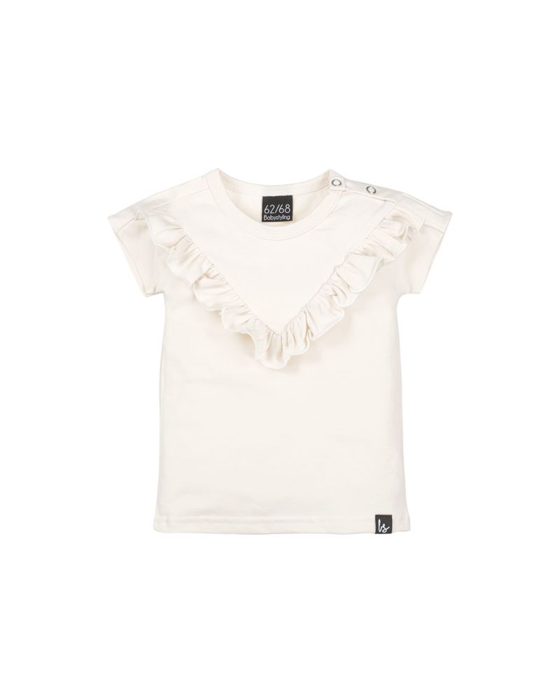 V-shape ruffle t-shirt whisper nude