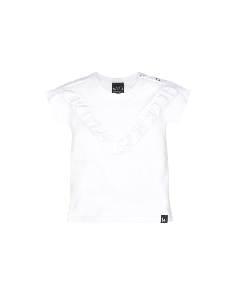 V-shape ruffle t-shirt wit