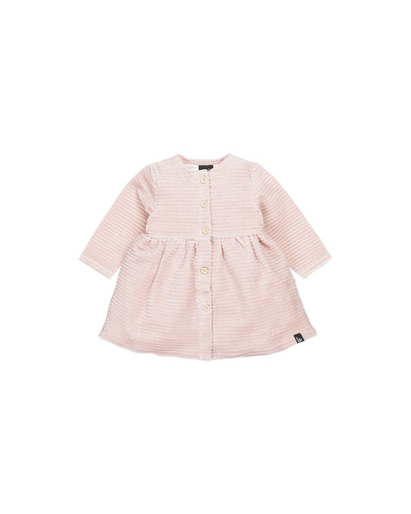 Button dress corduroy roze