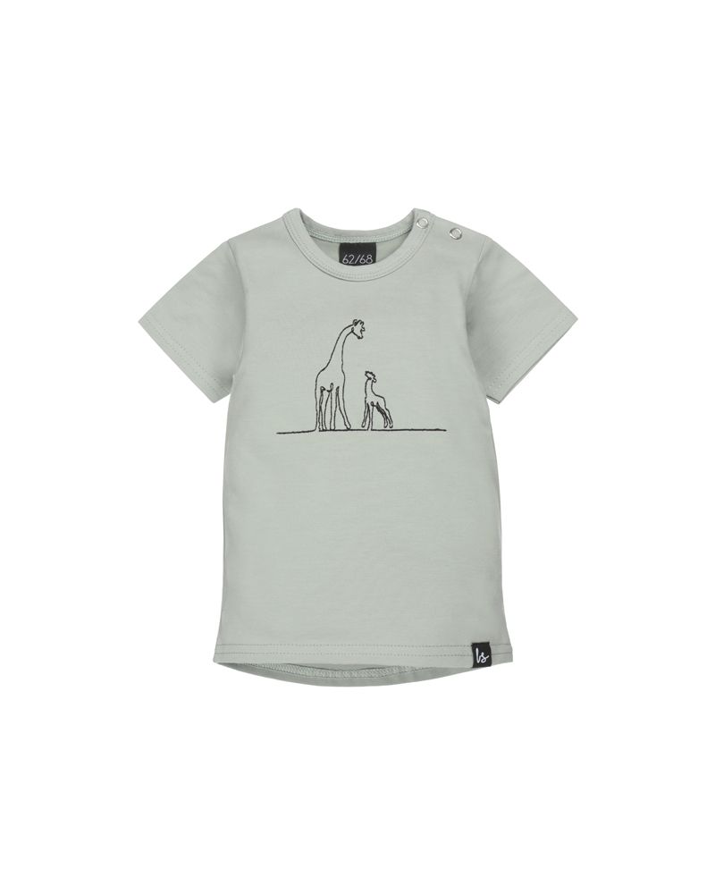 Giraffe family mosgroen t-shirt (rounded back)