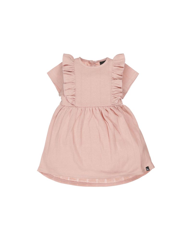 High waist ruffle dress rose (korte mouw) 