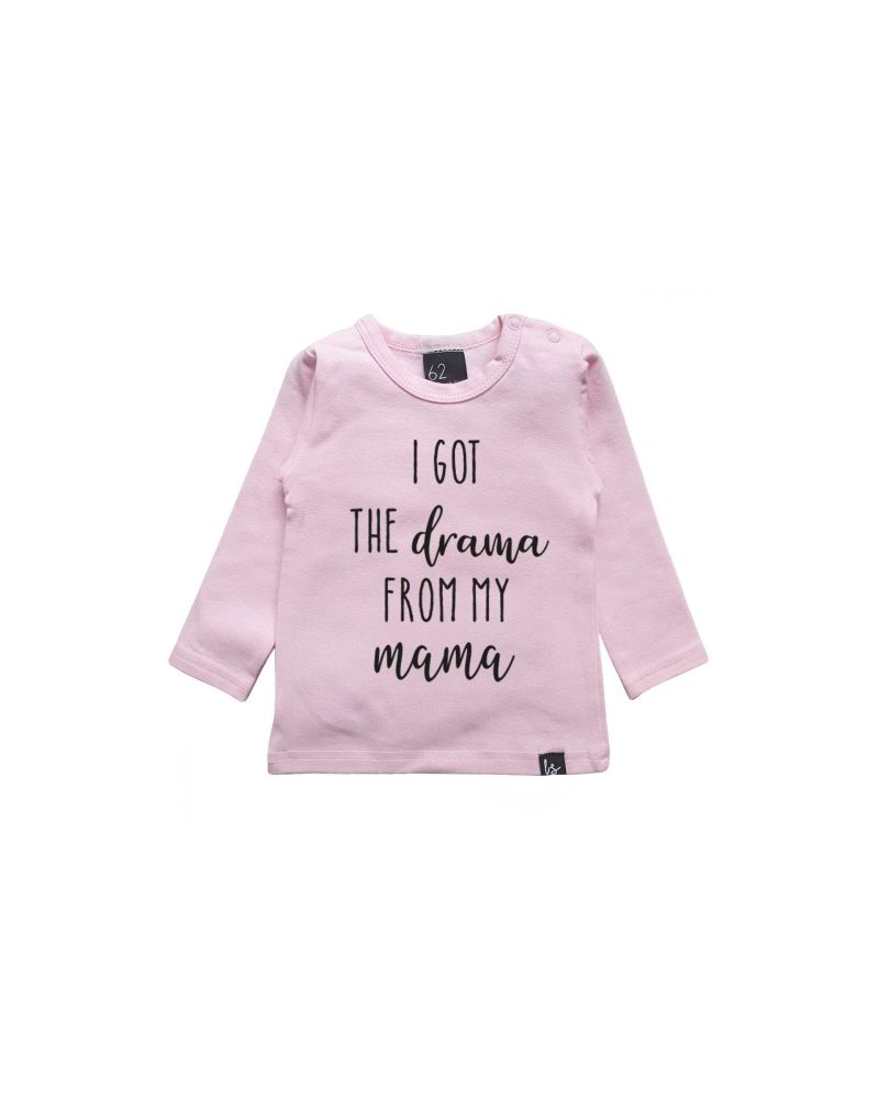 I got the drama from my mama longsleeve shirt Roze/Zwart