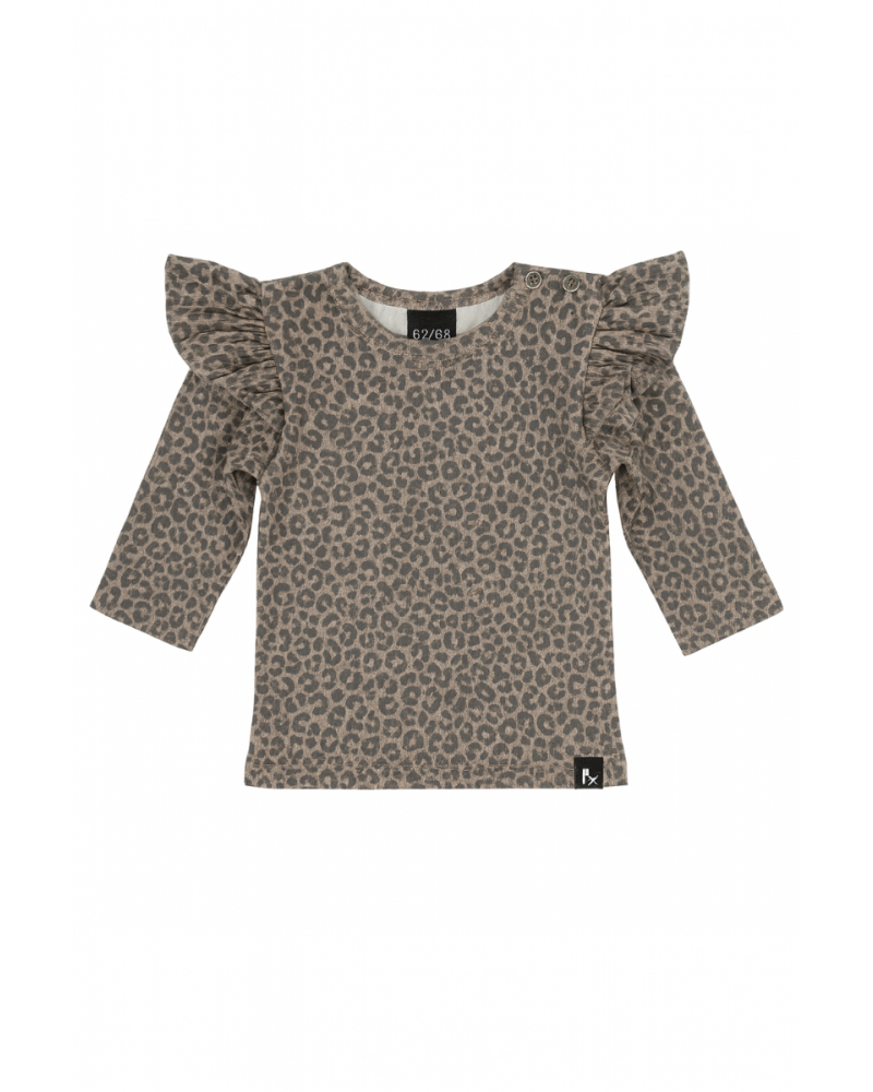 Ruffle longsleeve leopard spots rib