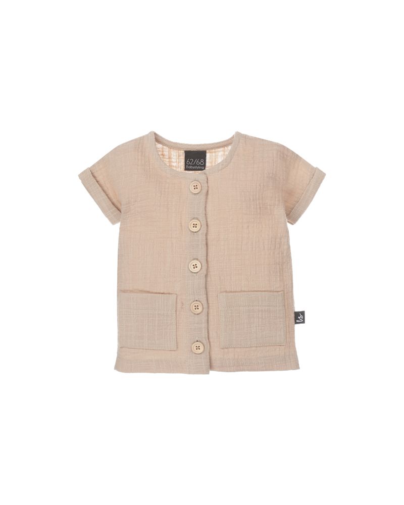 Linnen blouse (korte mouw) almond