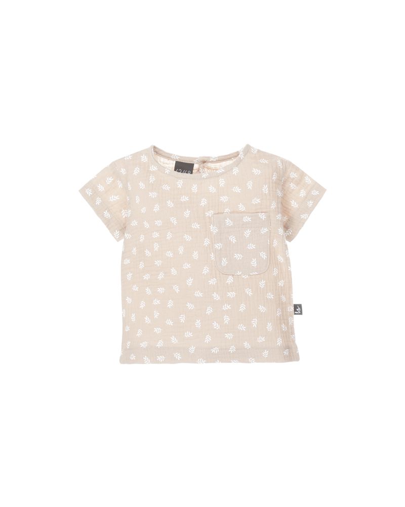 Linnen pocket t-shirt leafs