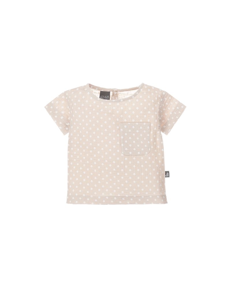 Linnen pocket t-shirt flowers