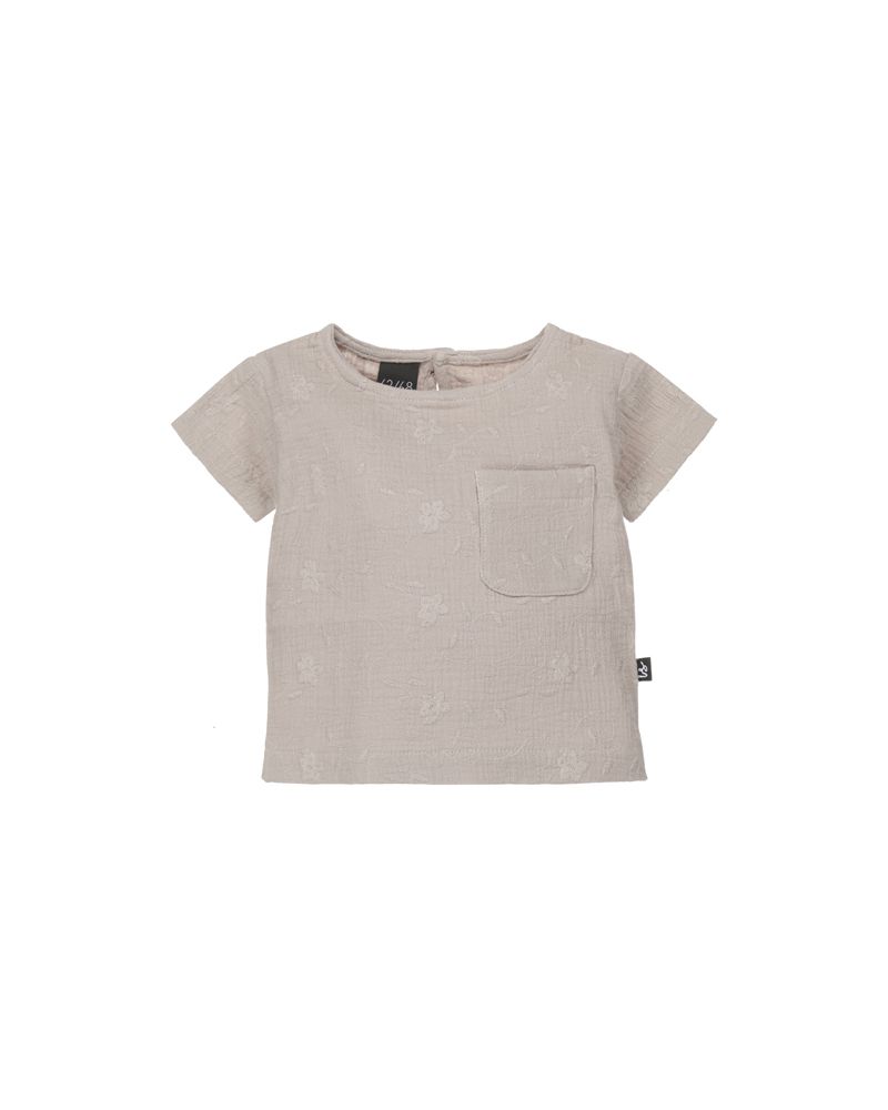 Linnen pocket t-shirt grijs