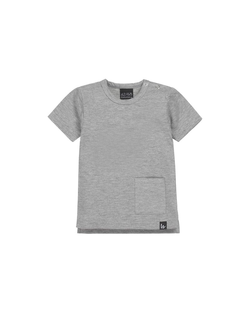 Long back t-shirt gemeleerd grijs 