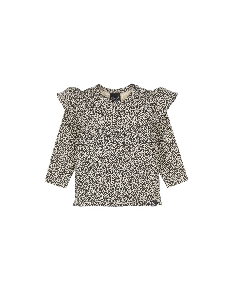 Ruffle longsleeve leopard beige