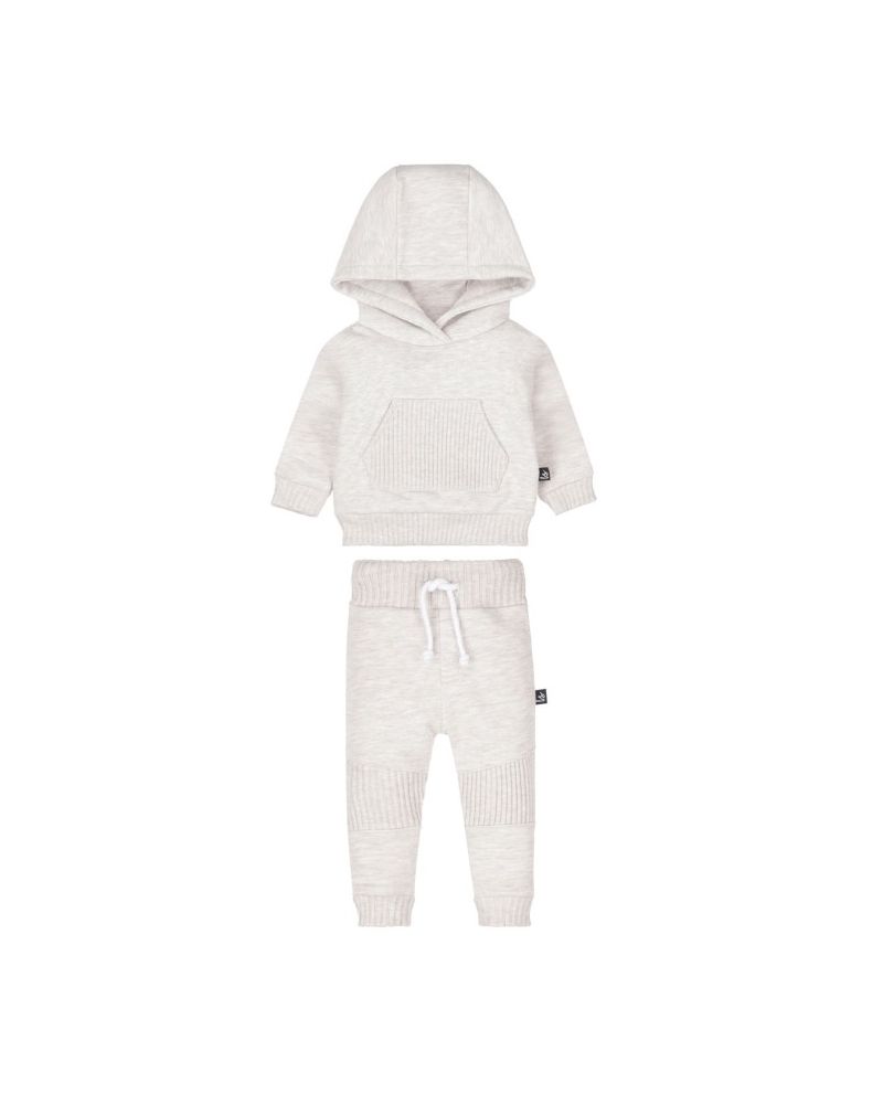 Outfit gemeleerd sand rib set