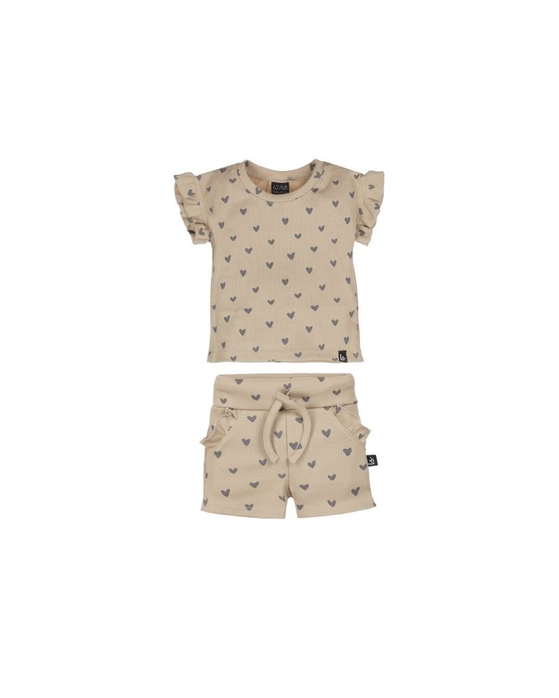 Outfit ruffle summer rib hartjes