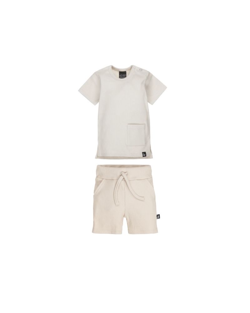 Outfit rib jersey with pockets sand