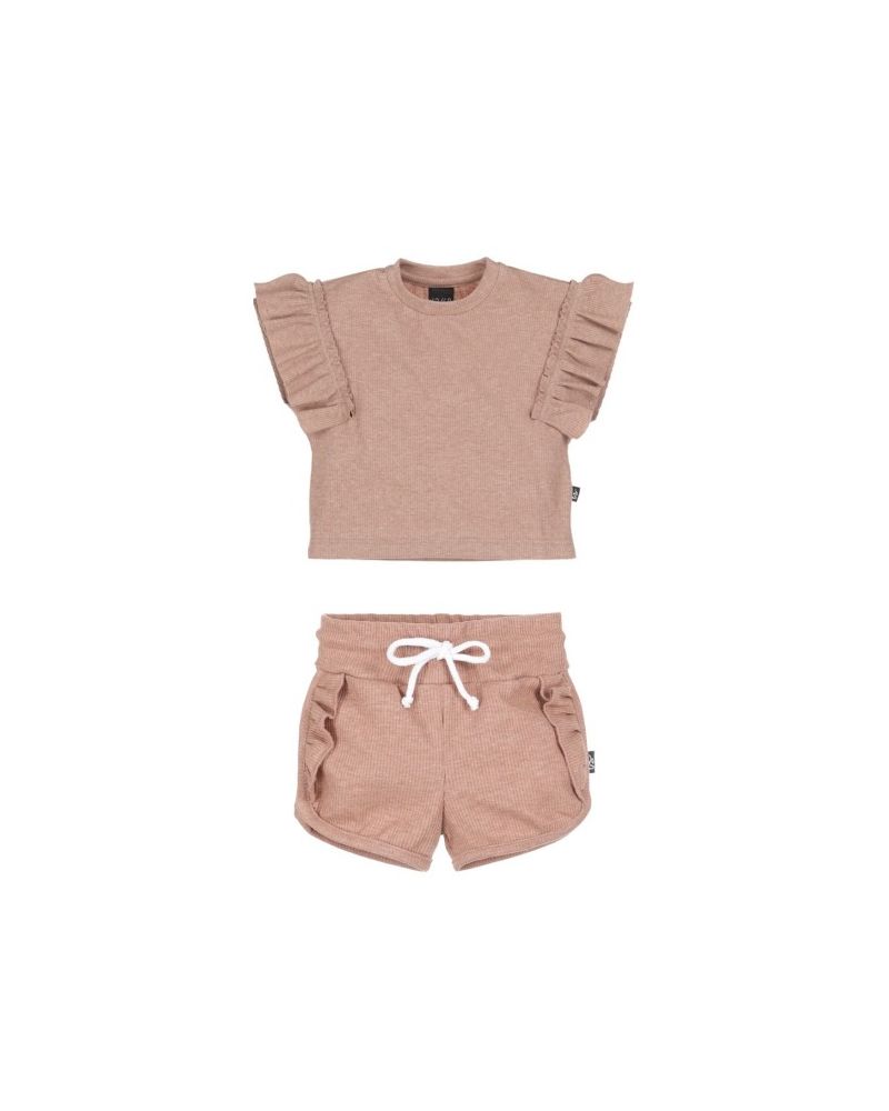 Outfit ruffles set oudroze