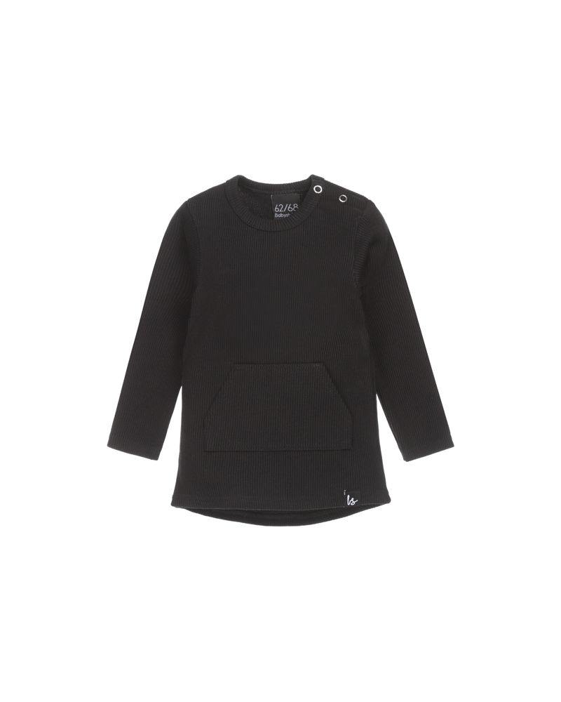 Pocket longsleeve rib (zwart) 