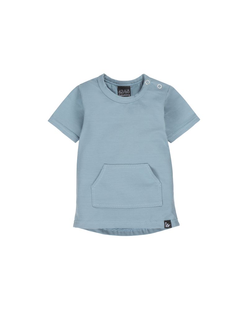 Pocket t-shirt dusyt blue (rounded back)
