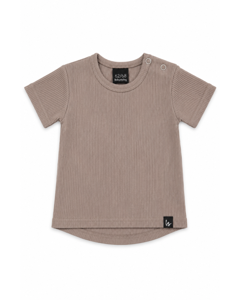Rib t-shirt jersey bruin