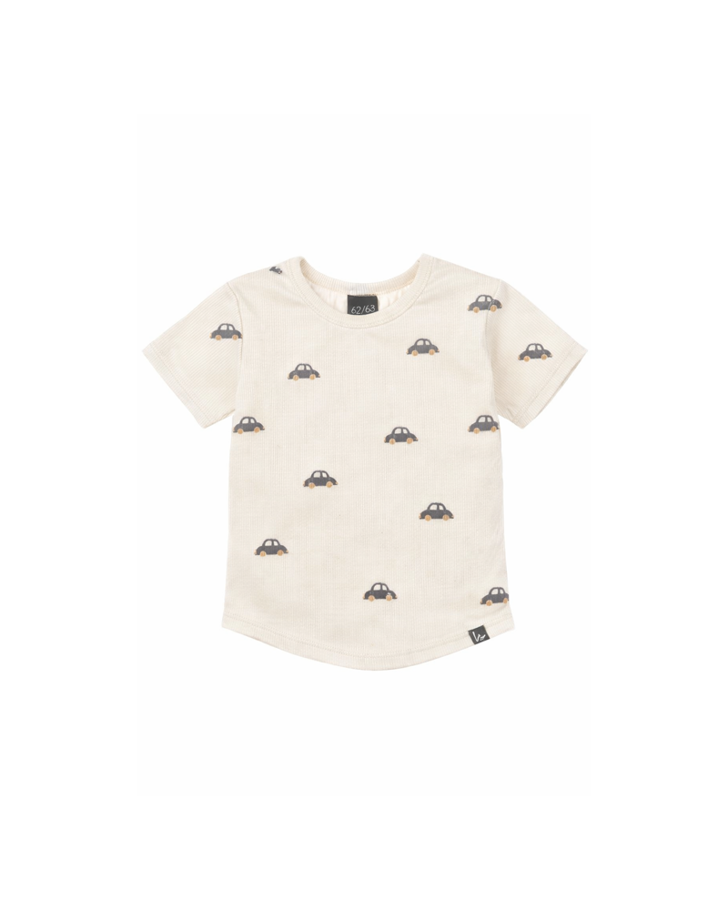 Rib jersey t-shirt mini auto's (off white)