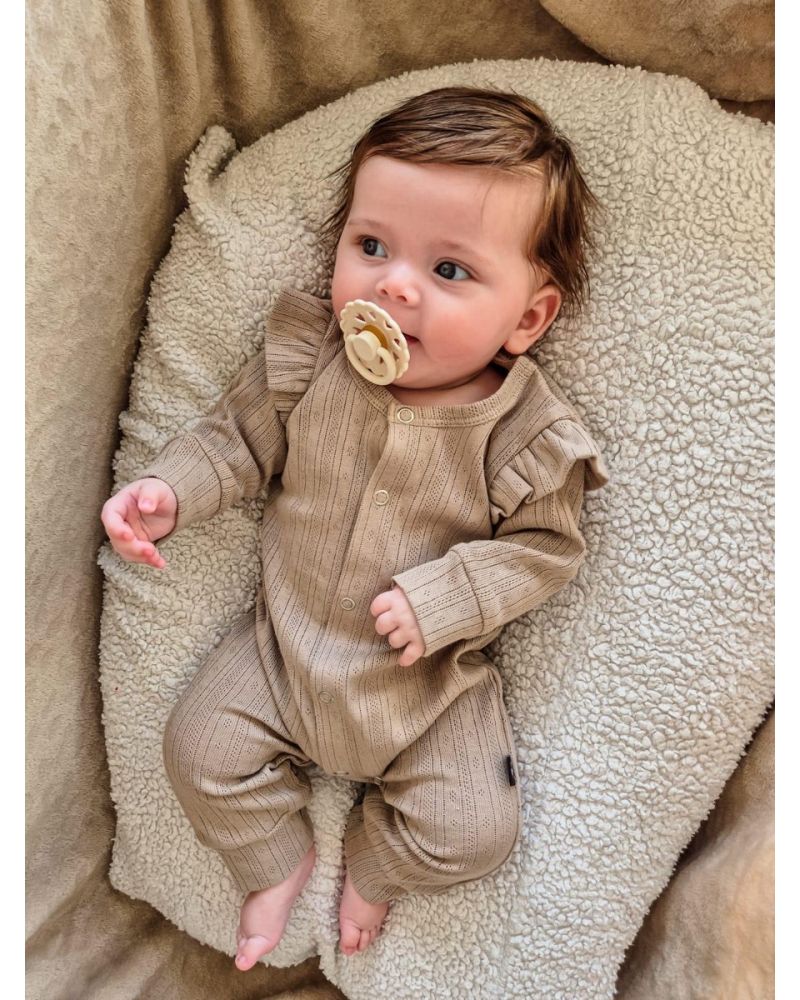 Ruffle boxpakje pointelle beige