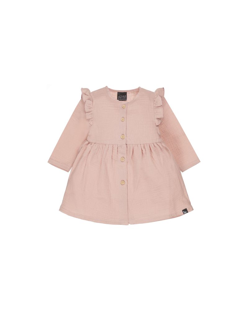 Ruffle button dress linnen (dusty pink) 