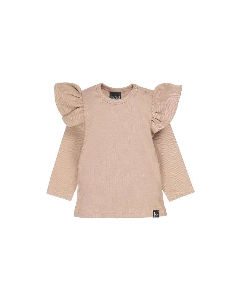 Ruffle longsleeve rib almond