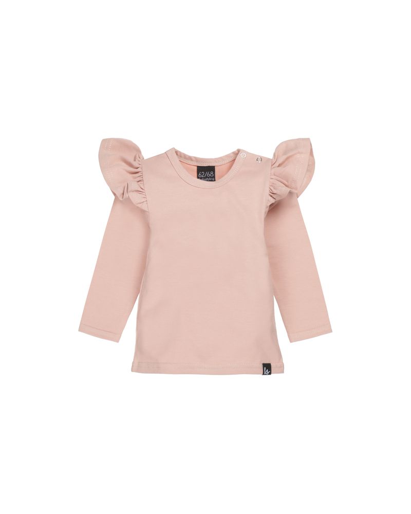 Ruffle longsleeve oudroze