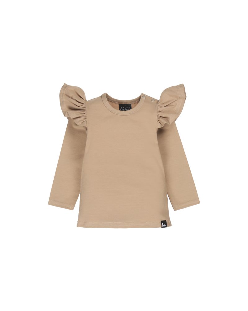 Ruffle longsleeve taupe