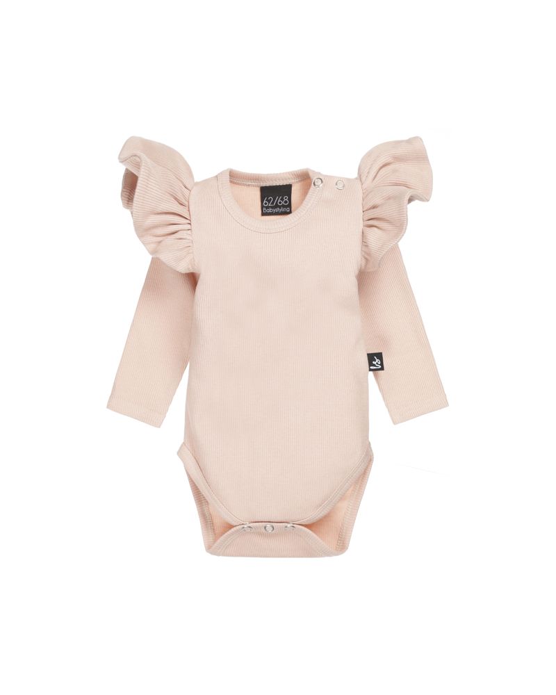 Ruffle romper rib rose