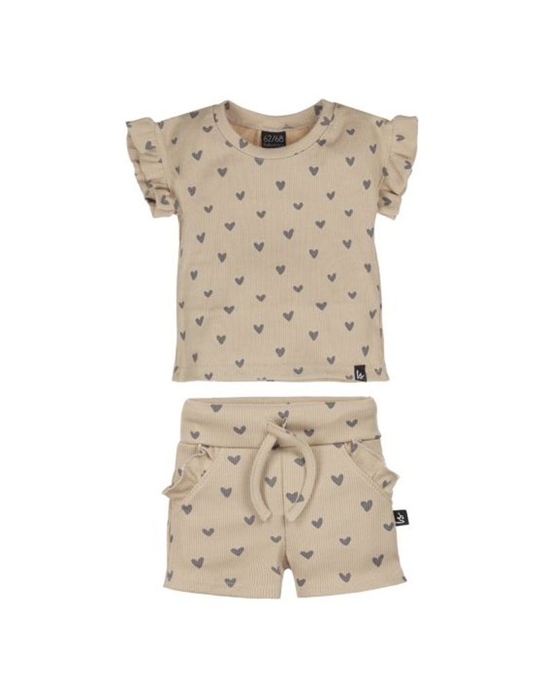 Outfit ruffle summer rib hartjes