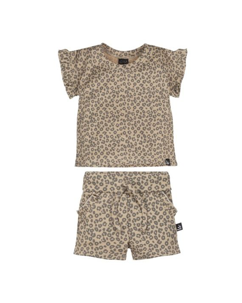 Outfit ruffle summer rib leopard