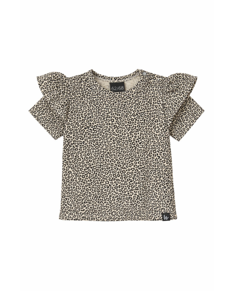 Ruffle t-shirt leopard (sand)
