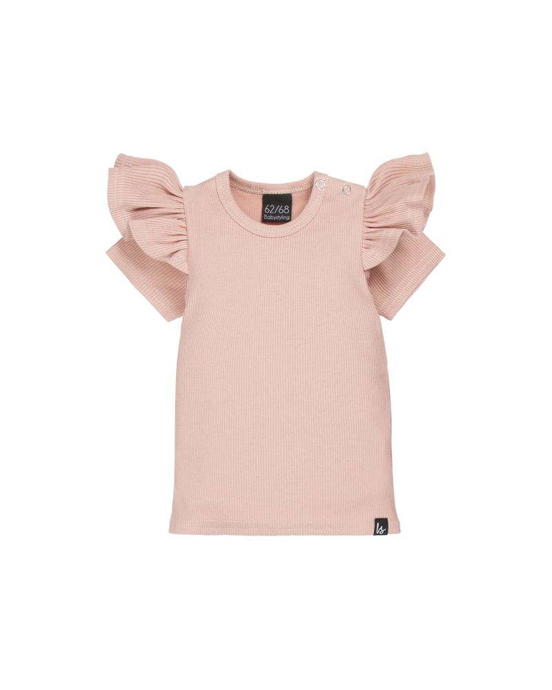 Ruffle t-shirt rib rose