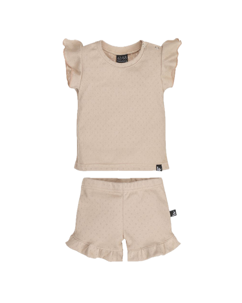 Outfit ruffle summer pointelle beige