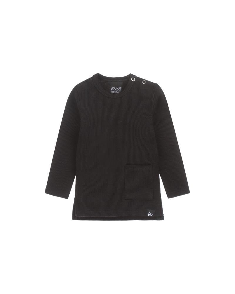 Split longsleeve rib jersey zwart 
