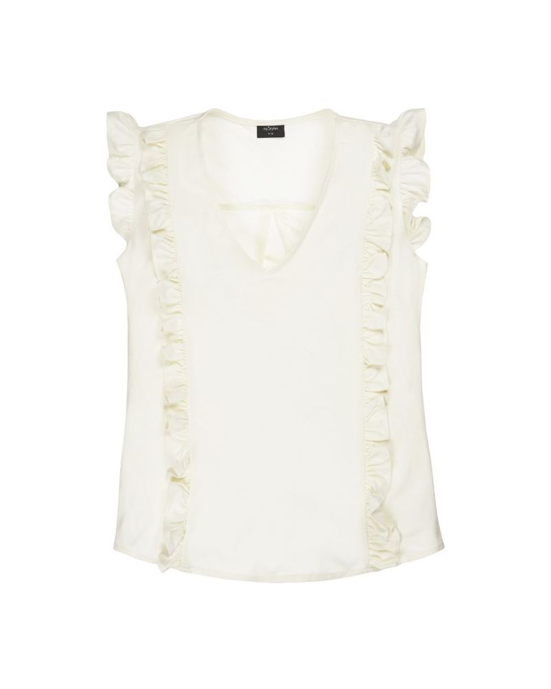 T-shirt ruffle (creme) Mystyles