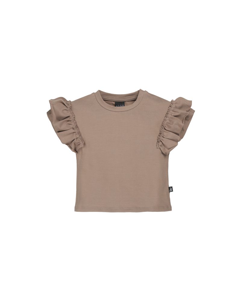 Loose fit t-shirt ruffles (taupe)