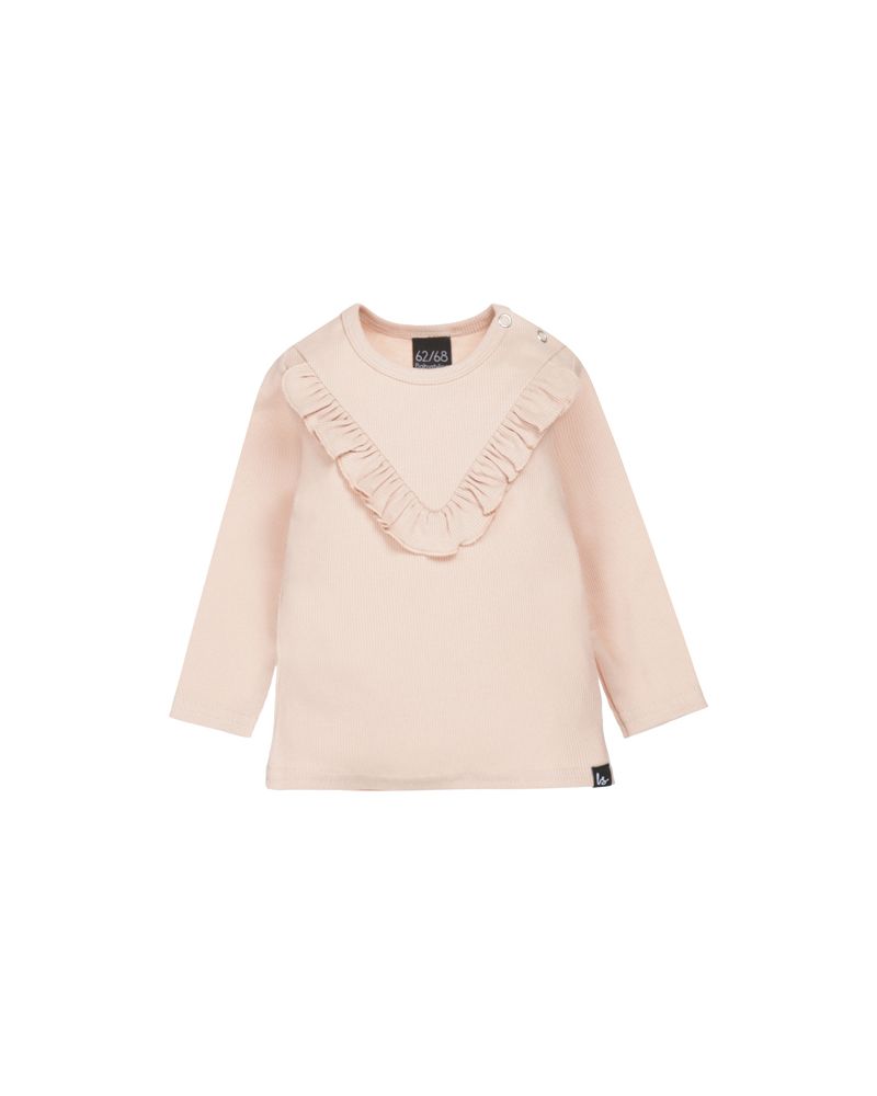 V-shape ruffle longsleeve rib rose