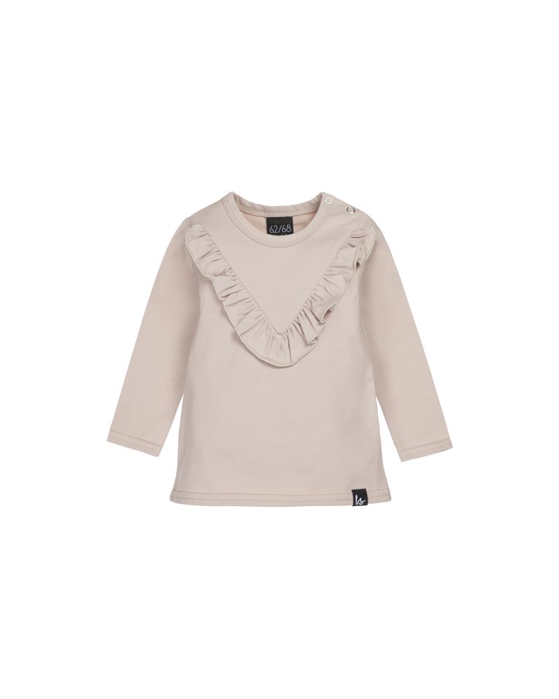 V-shape ruffle longsleeve sand