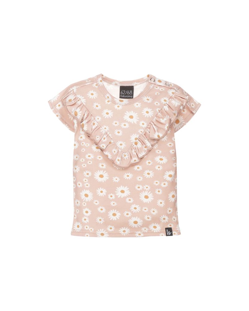 V-shape ruffle t-shirt daisy flowers