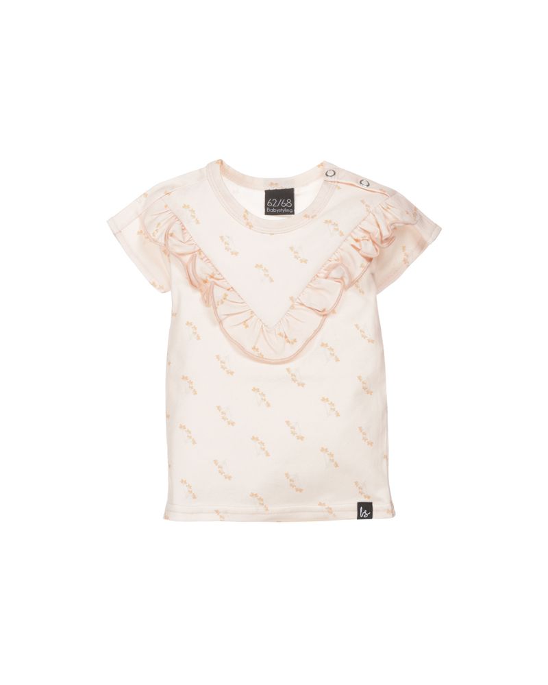 V-shape ruffle t-shirt lovely flowers