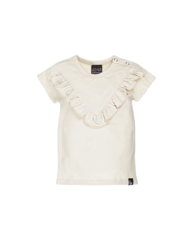 V-shape ruffle t-shirt latte