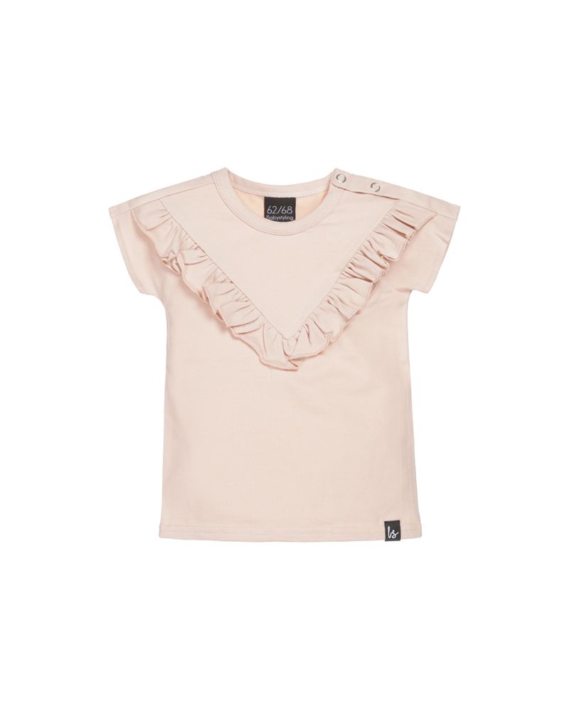 V-shape ruffle t-shirt oudroze