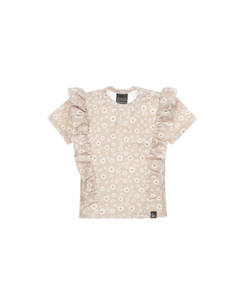 Vertical ruffle t-shirt daisy flowers