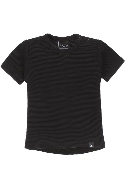 Rib t-shirt (zwart) (rounded back)