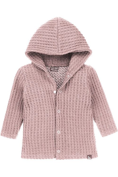 Knitted capuchon vest  (lang) (oud roze)