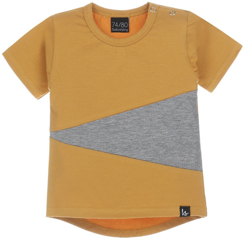 Mixed t-shirt (oker/grijs) (rounded back)