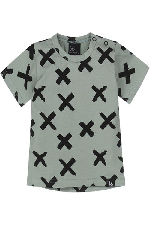 Painted cross t-shirt (mosgroen) (rounded back)